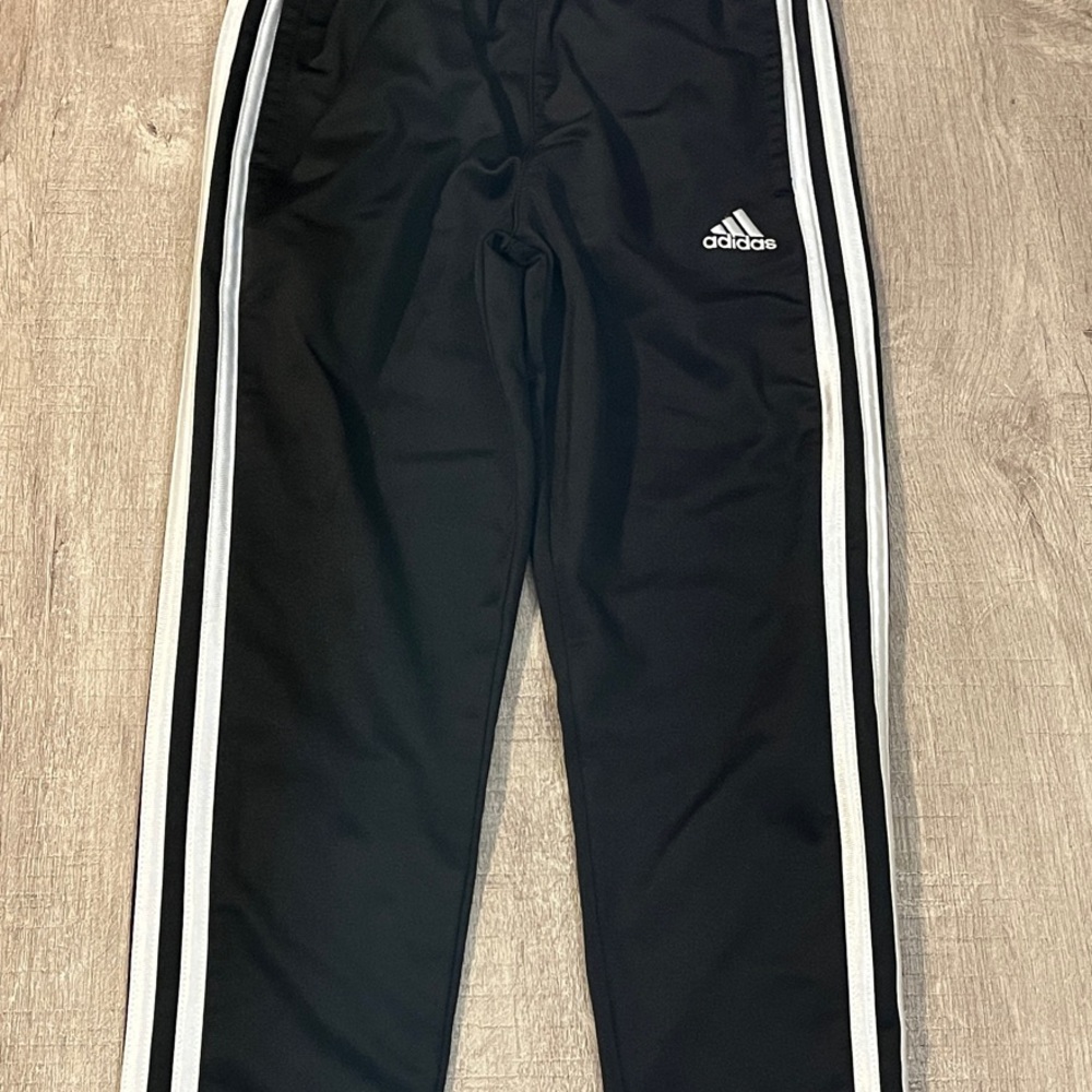 Adidas Kids Black Joggers with White Stripes